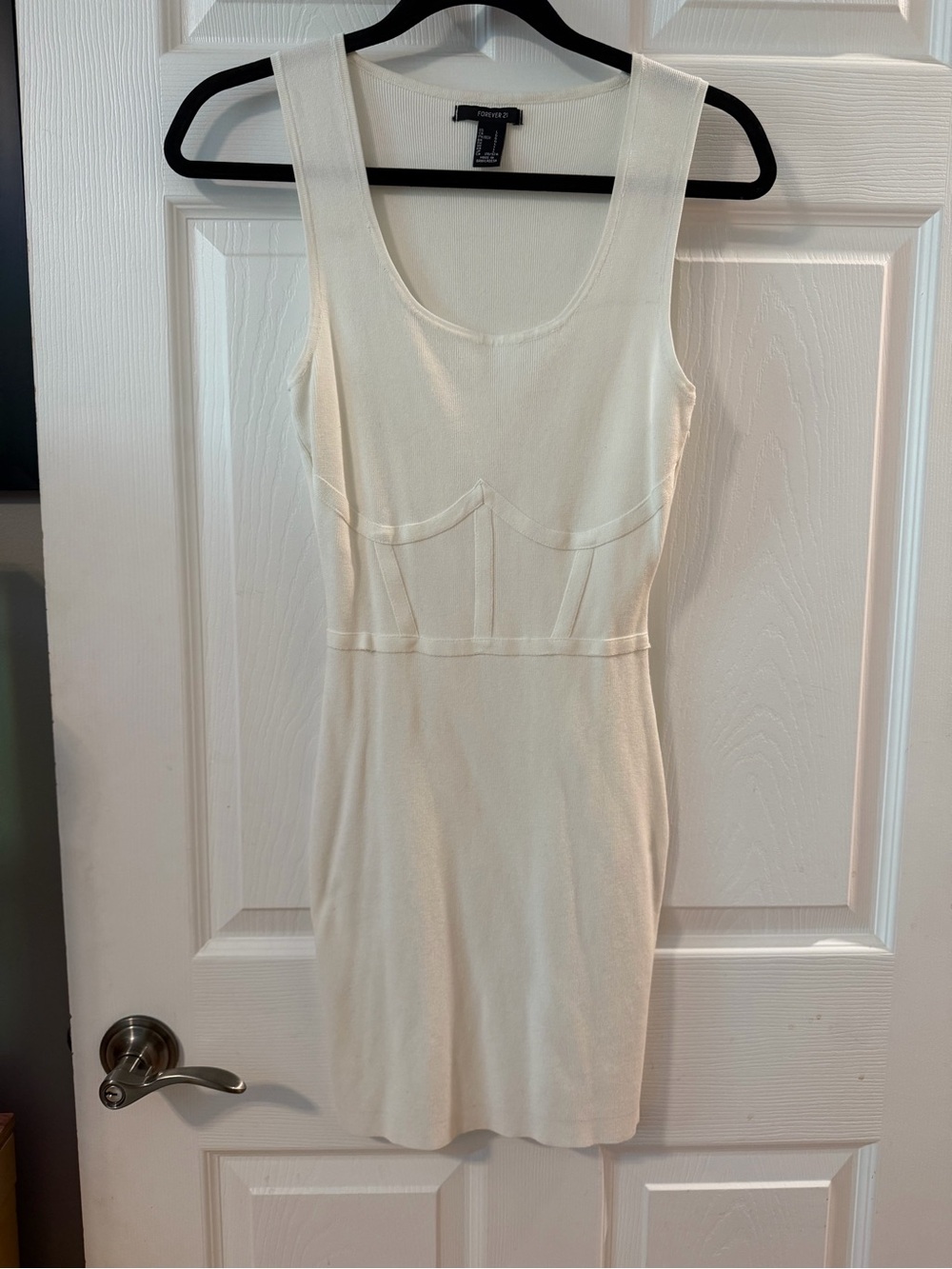 Forever 21 Cream Ribbed Sleeveless Dress